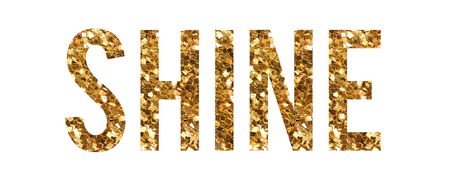 decoration image: Word shine made up of golden leaves